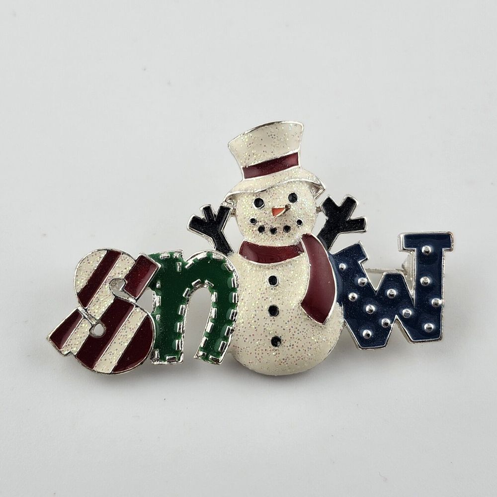 Snowman Holiday Brooch Glitter‎ Christmas Snow